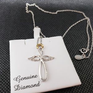 Genuine Diamond Heavenly 925 Silver Necklace NWOT